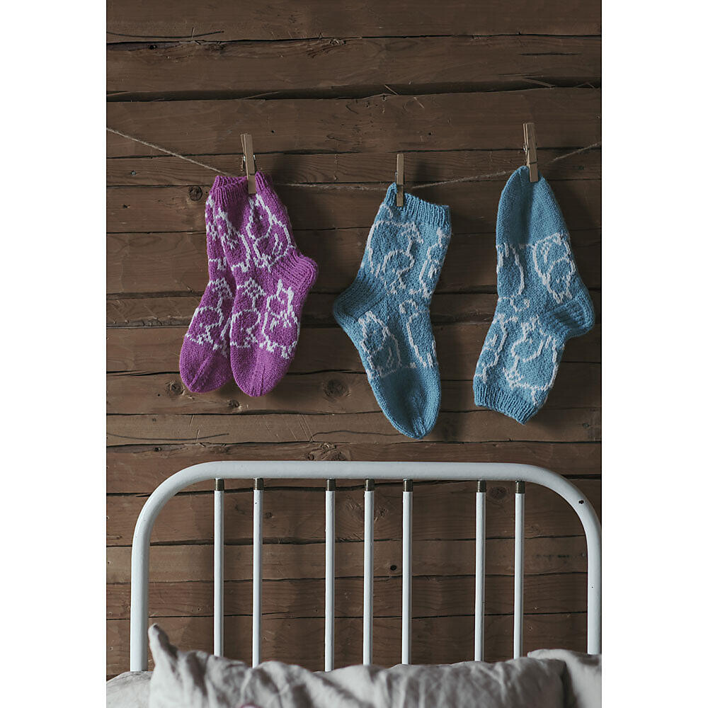Mummi - Garnpakke sokker - 2par - Blå og Rosa