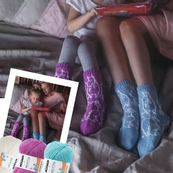 Mummi - Garnpakke sokker - 2par - Blå og Rosa